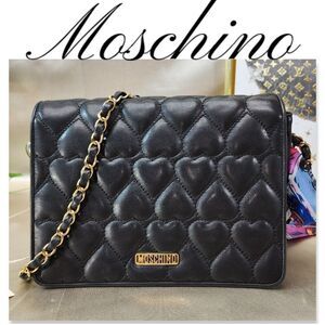 Vintage Moschino Heart Quilted Leather Crossbody Bag W/ Dust Bag GORGEOUS